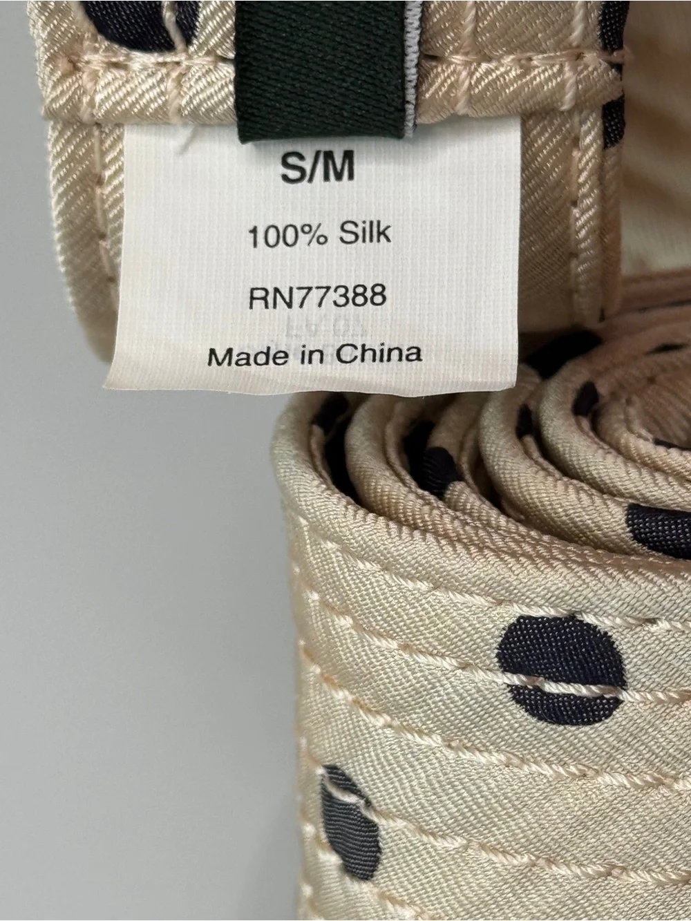 J.Crew 100% Silk Belt Ivory Beige Polka Dot Vintage 2007 Small Medium Adjustable - Picture 7 of 8